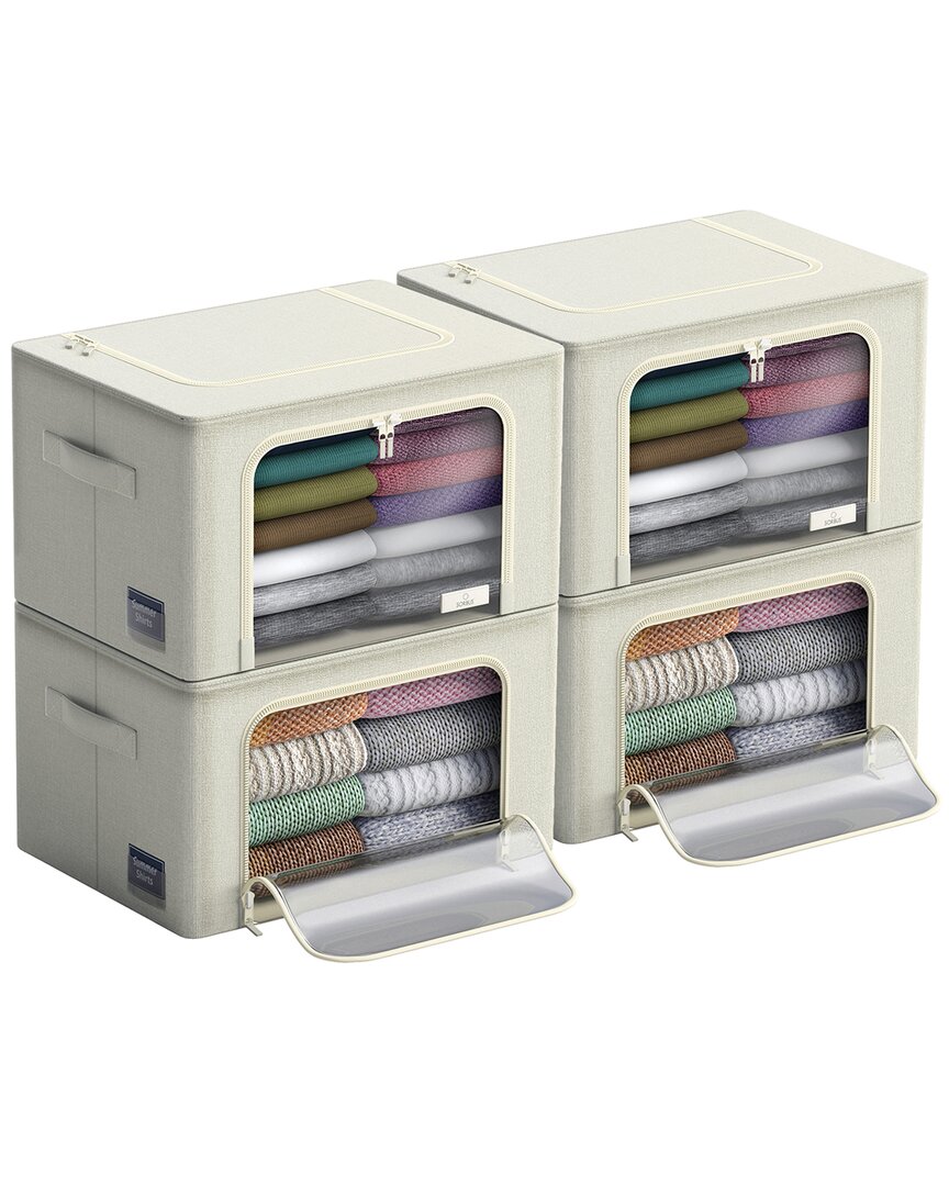 Sorbus Set Of 4 Storage Bins With Windows In Beige