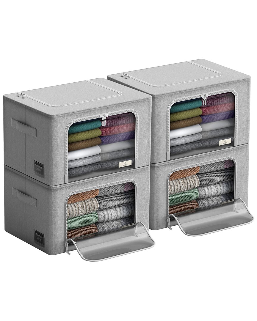 Sorbus Set Of 4 Large Storage Bins With Windows In Gray