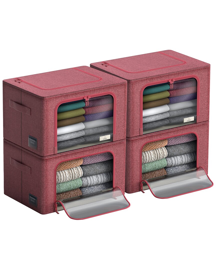 Sorbus Set Of 4 Large Storage Bins With Windows In Pink