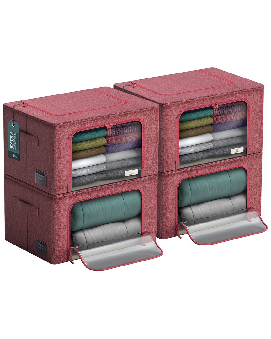 Sorbus Set Of 4 Large Storage Bins With Windows In Pink
