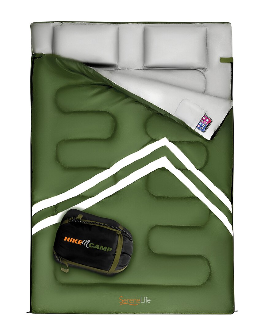 Shop Serenelife Double Sleeping Bag With Two Pillows In Green