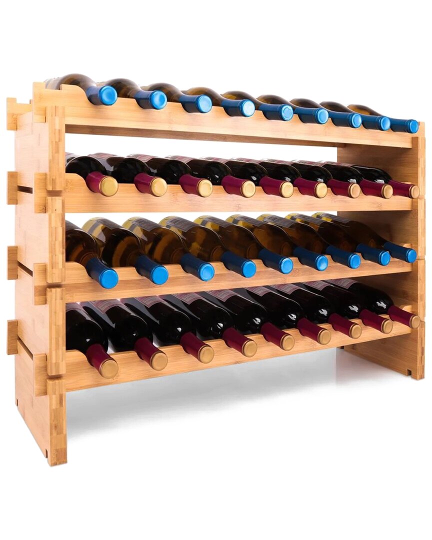 Serenelife Home Stackable Wine Storage Rack In Bamboo
