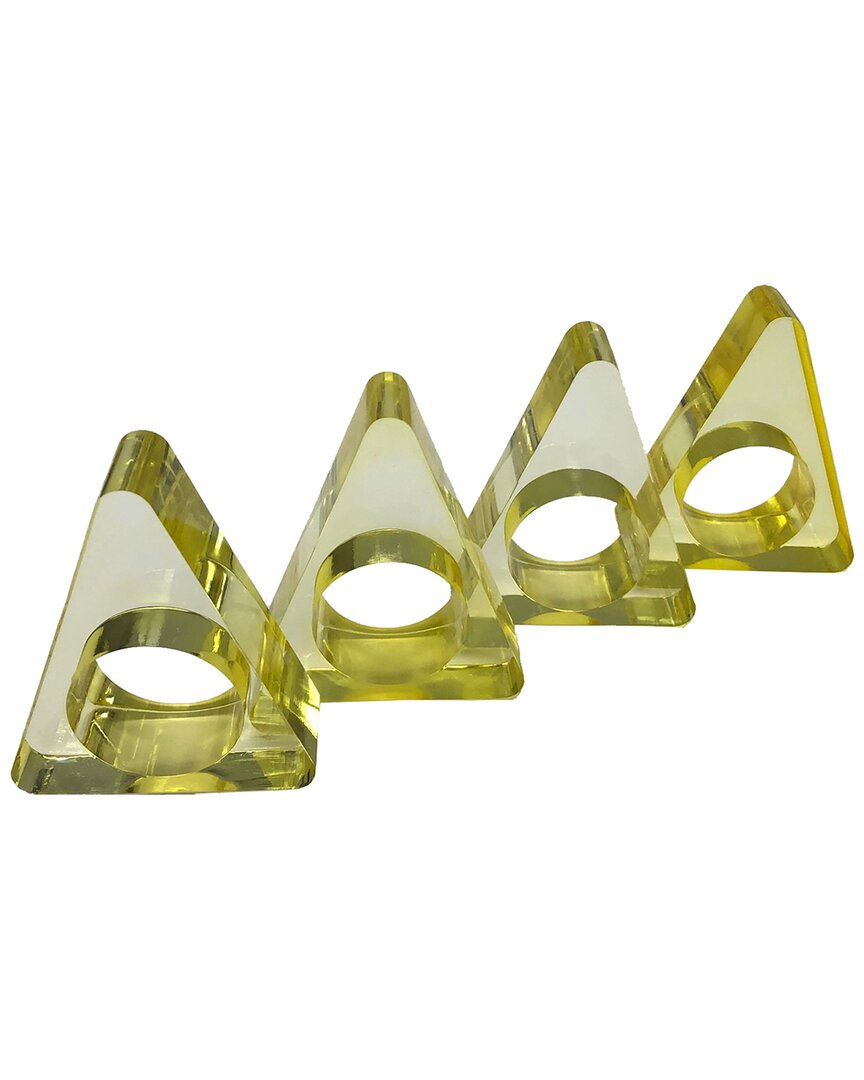 R16 Yellow Triangle Napkin Ring Set
