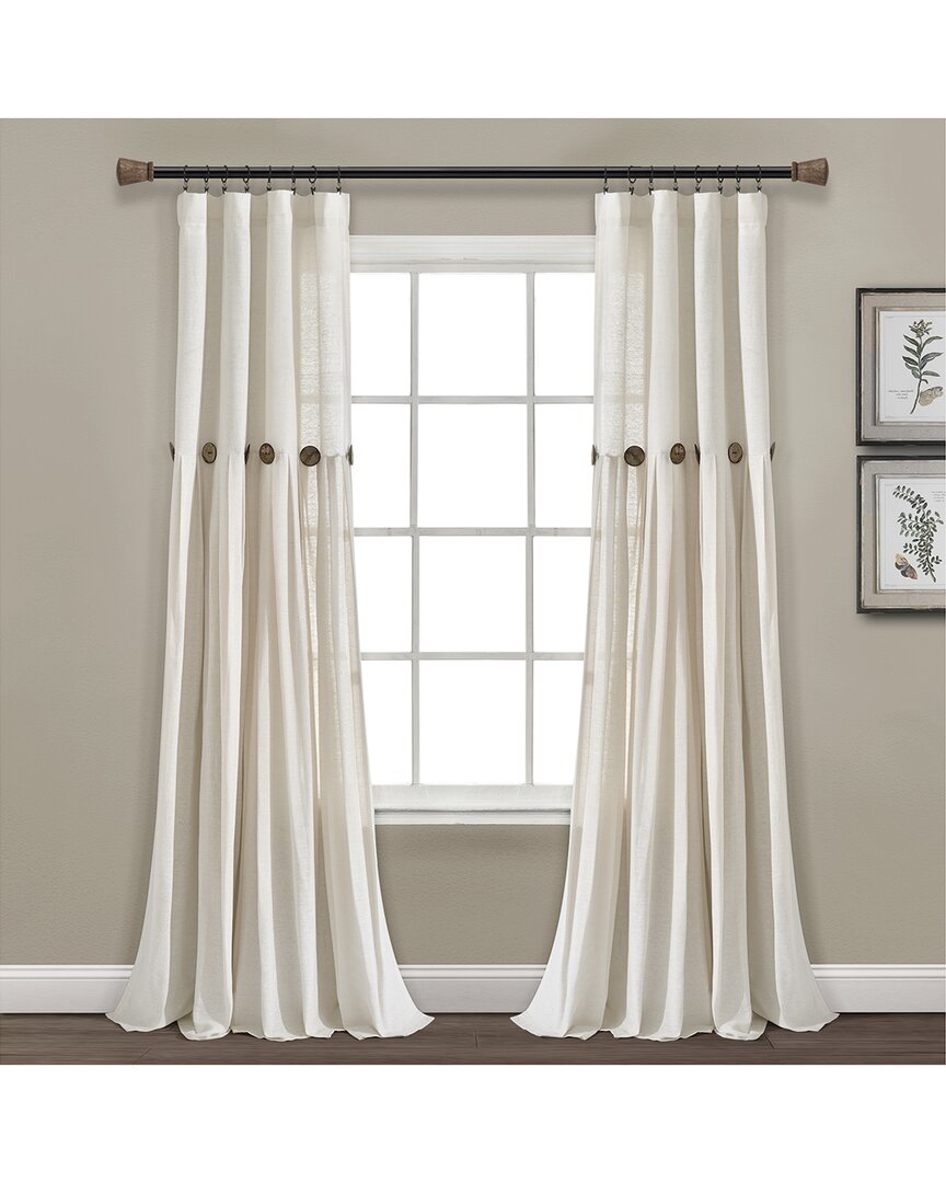 Lush Decor Linen Button New Window Curtain In Off White