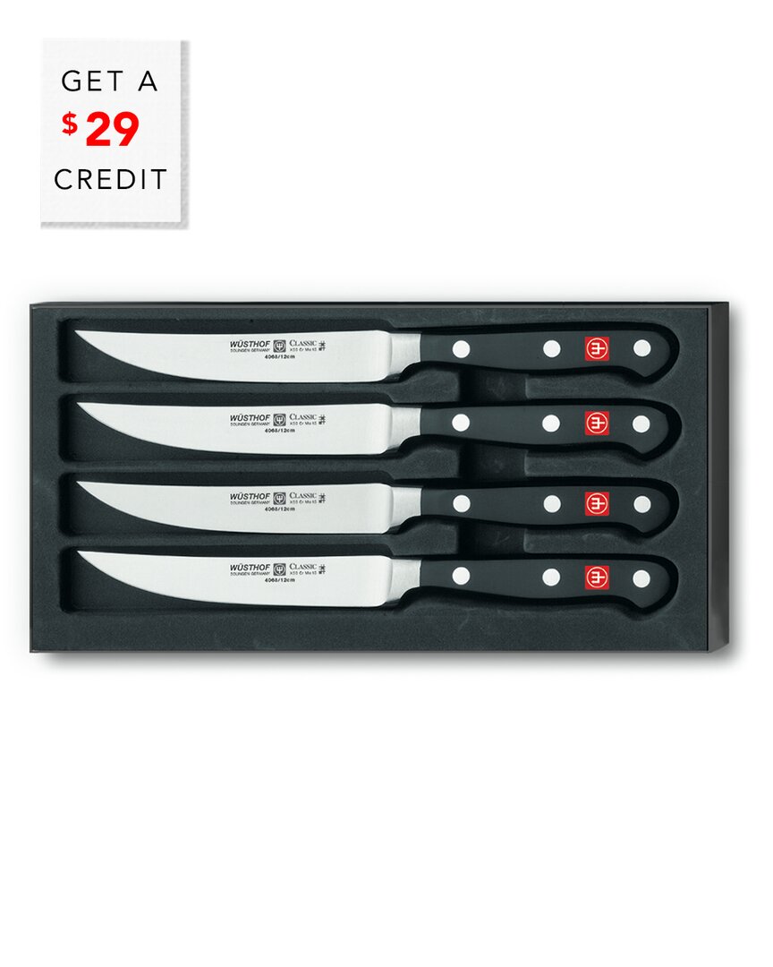 Wusthof 4pc Classic Steak Knife Set With $29 Credit In Black
