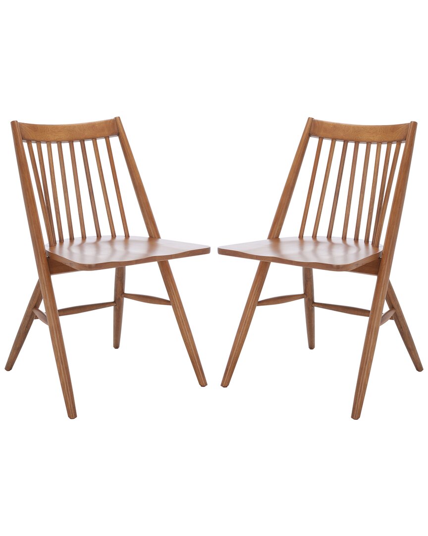 Safavieh Set Of 2 Wren 19in Spindle Dining Chairs In Brown