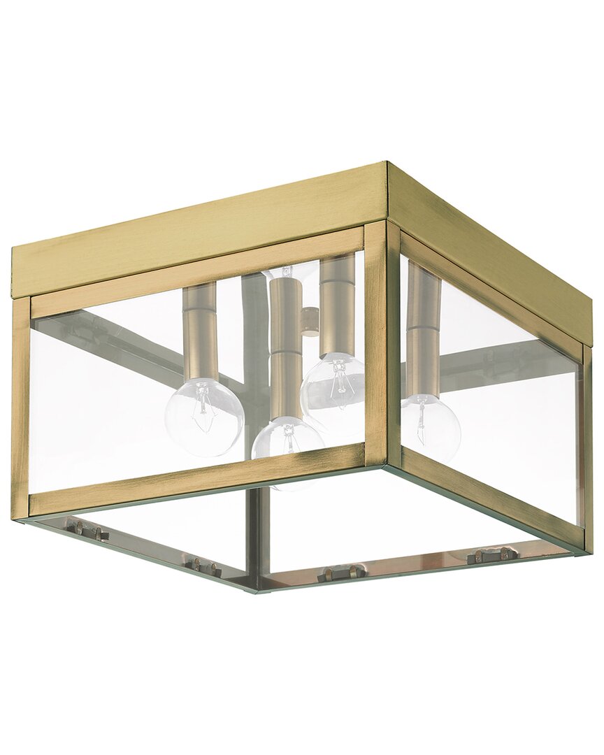 Livex Lighting Nyack 4 Light Ab Outdoor Ceiling Mount