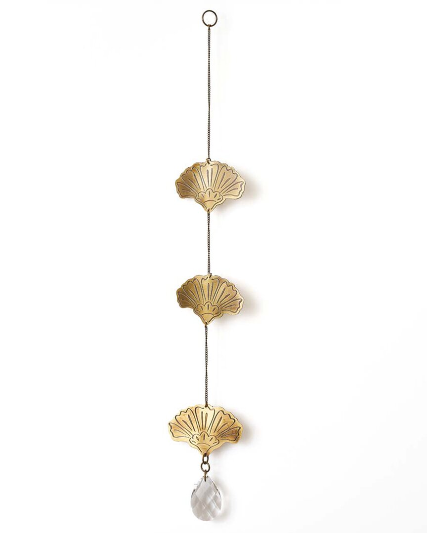 Matr Boomie Surya Cascade Floral Engraved Brass Suncatcher In Gold