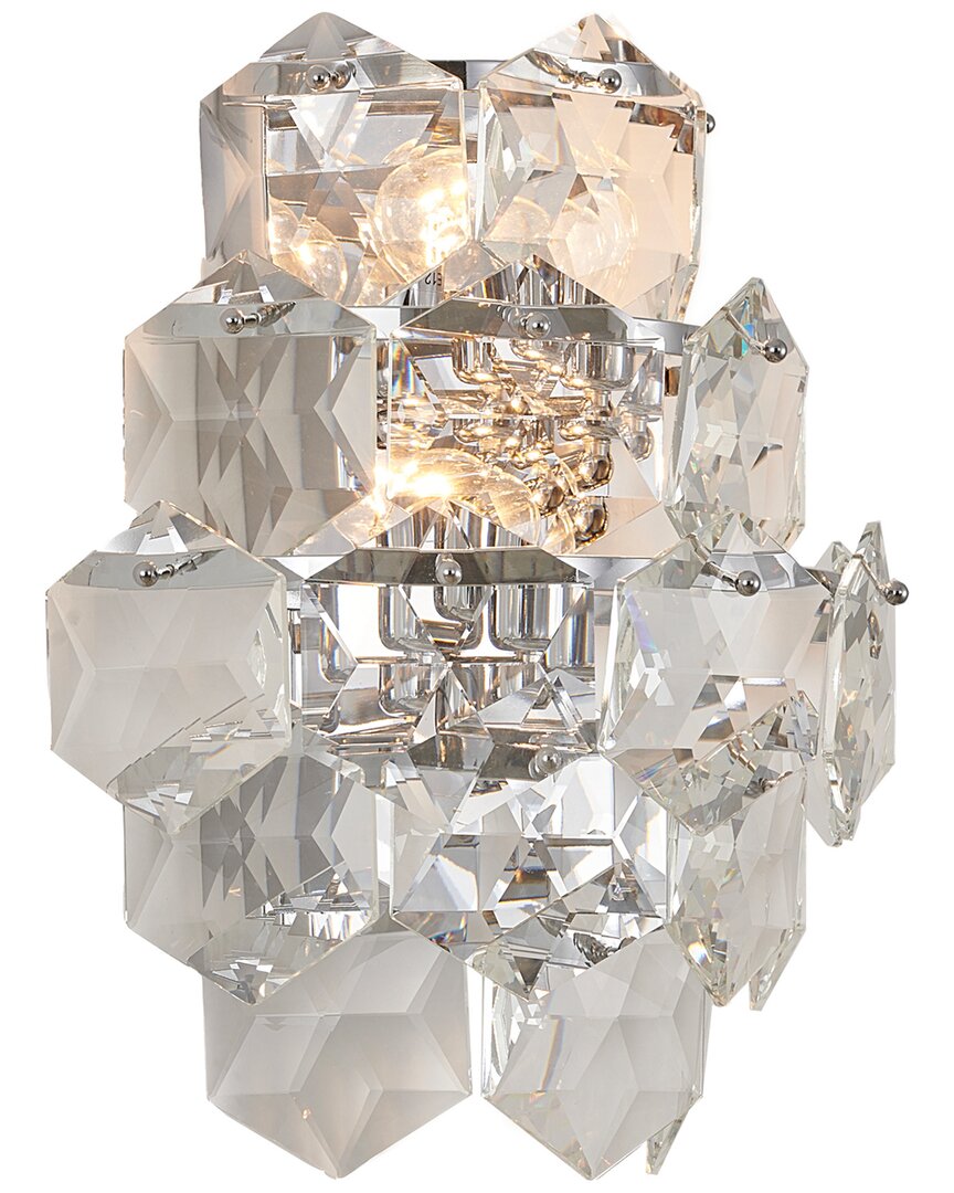 Bethel International Chrome Steel & Crystal Wall Sconce In Transparent
