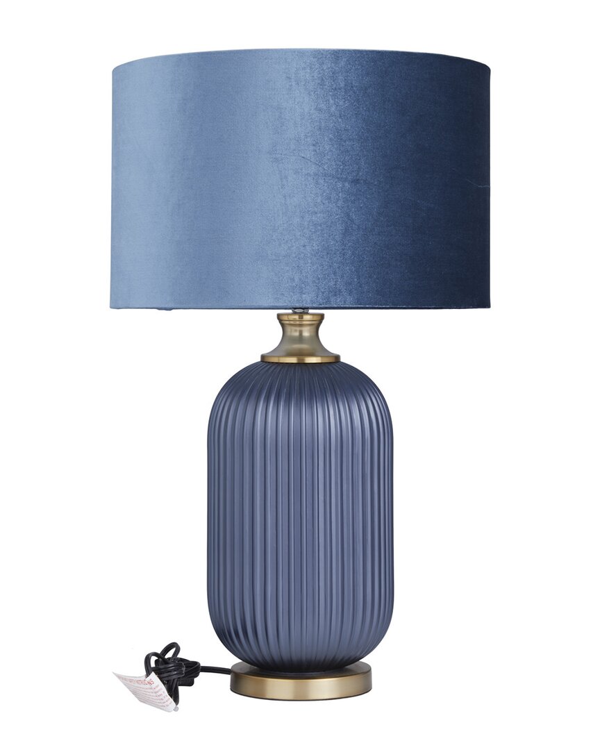 Peyton Lane Blue Velvet Transitional Table Lamp