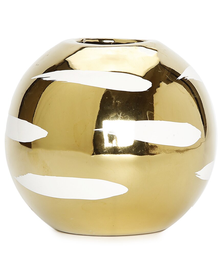 VIVIENCE VIVIENCE GOLD VASE WITH WHITE BLOCK DESIGN