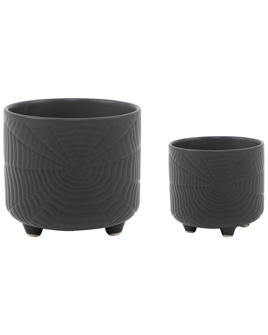 Flora Bunda Euc In 7in Caveman Ceramic On Wood Stand In Black