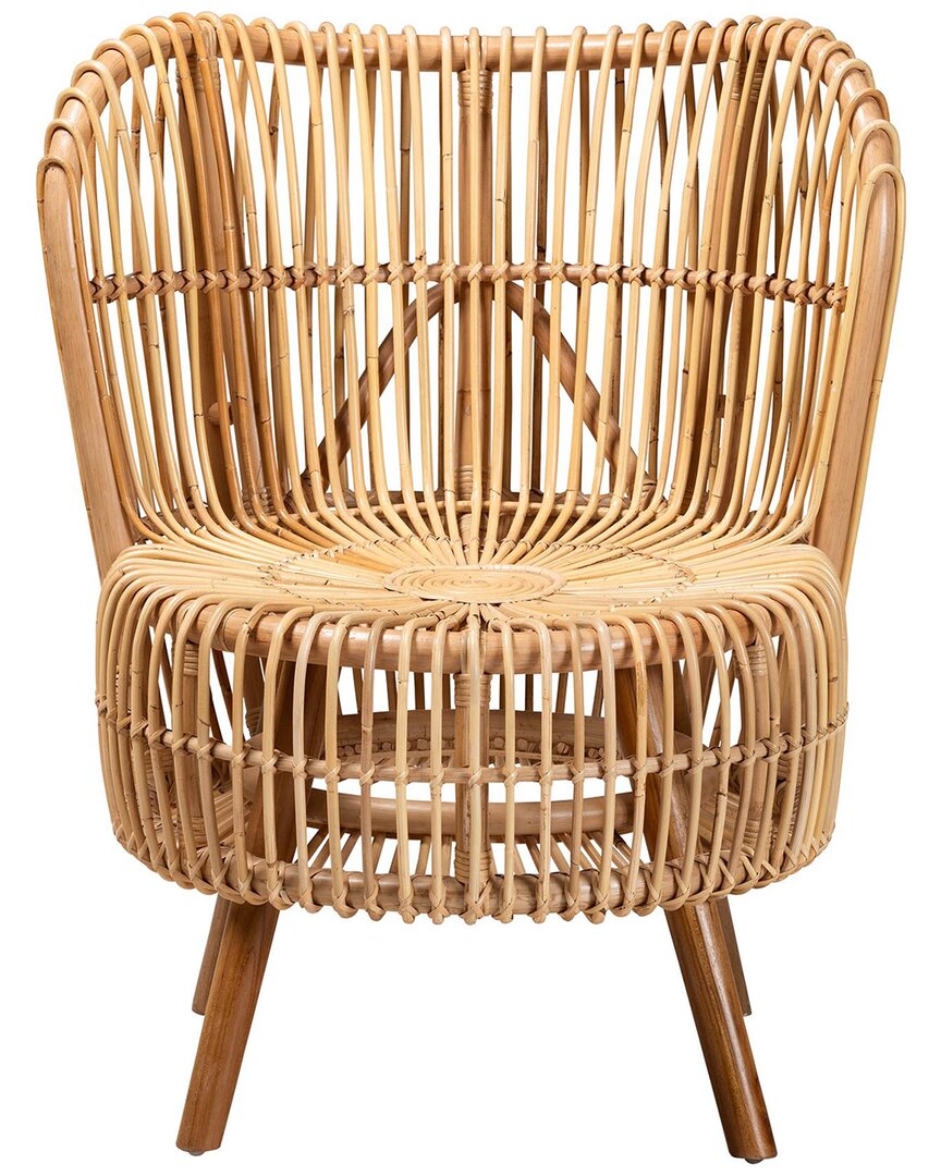 Baxton Studio Nagoya Modern Bohemian Rattan Wide Seat Lounge Chair