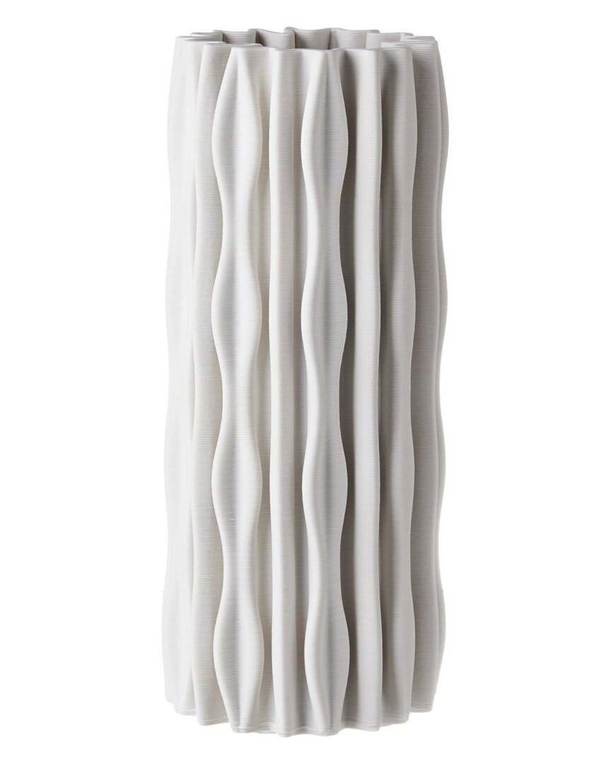 Bidkhome Ceramic 3d Printed Vase In White