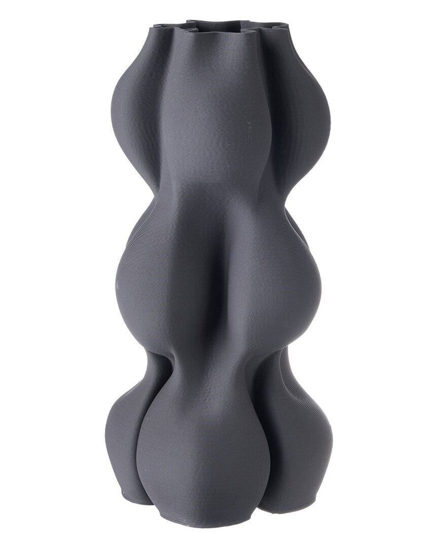 Bidkhome Ceramic 3d Printed Vase In Black