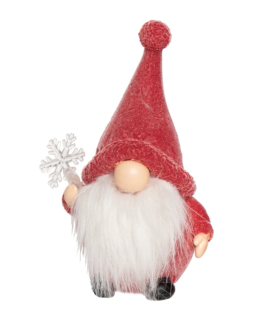 Transpac Resin 7.25in Multicolored Christmas Flocked Bearded Gnome Santa Figurine