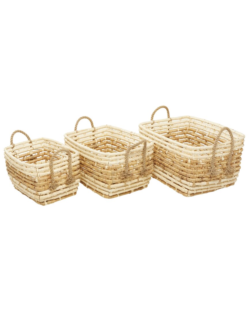 Peyton Lane Set Of 3 Brown Sea Grass Storage Baskets