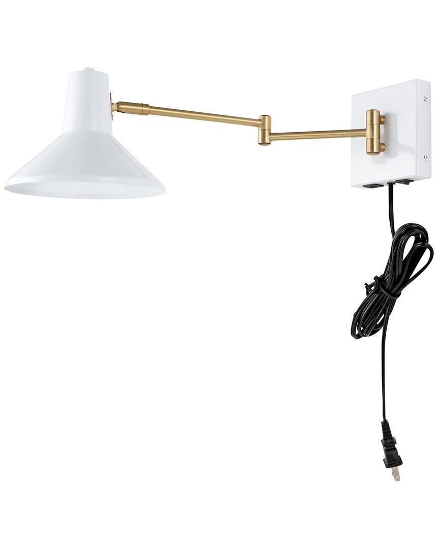 Jonathan Y Hygge 16in Usb Charging Port Led Sconce In White