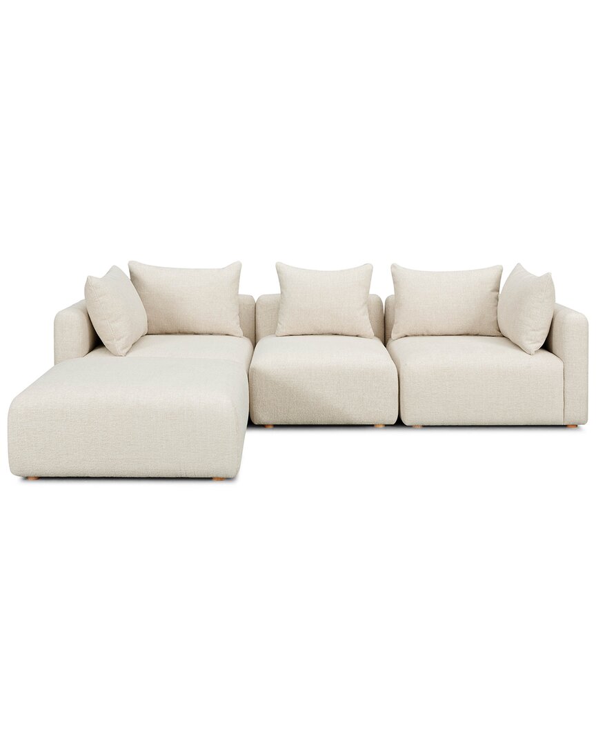 Tov Furniture Hangover Cream Heavy Textured Fabric 4-piece Modular Sectional