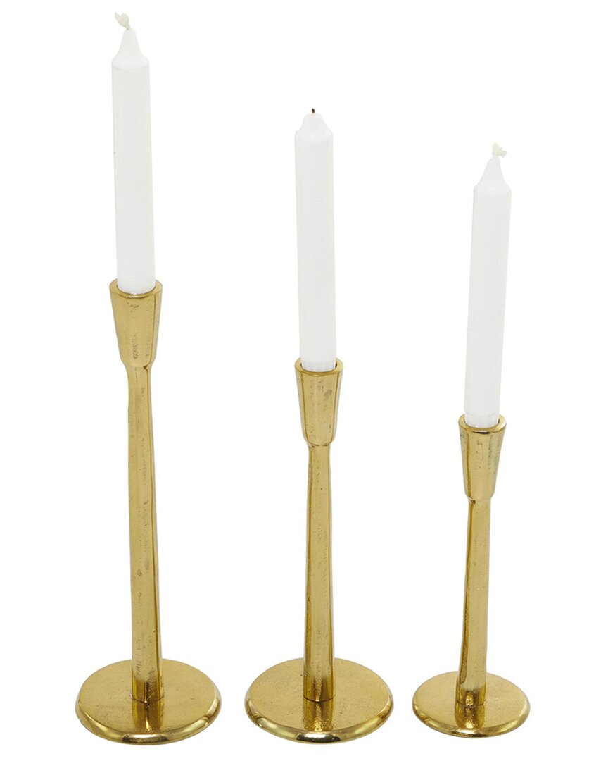 Peyton Lane Set Of 3 The Novogratz Tapered Candle Holders In Gold