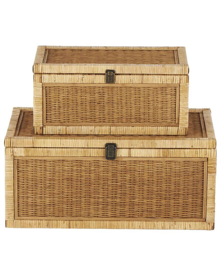 Peyton Lane Brown Rattan Handmade Woven Storage Decorative Bo