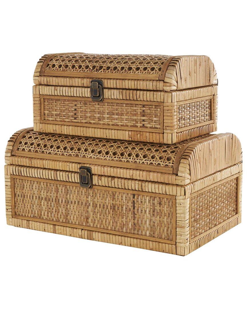 Peyton Lane Brown Rattan Handmade Woven Storage Decorative Bo