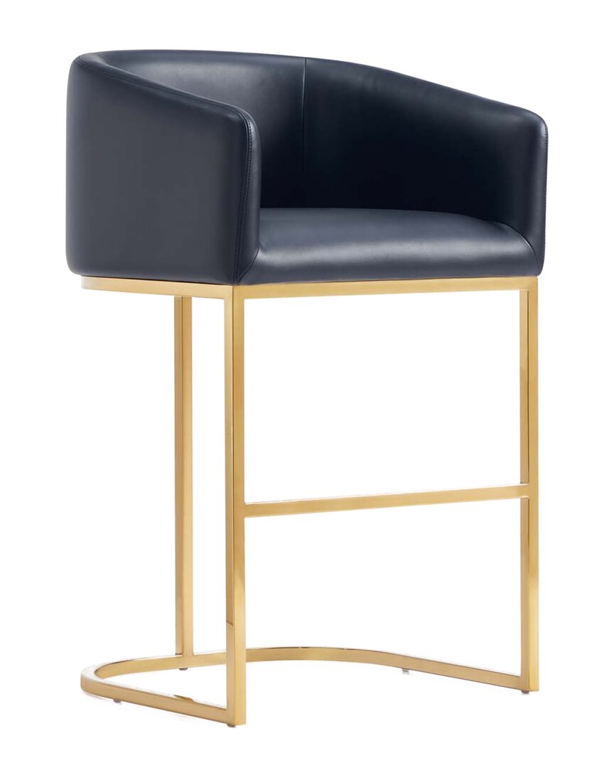 Shop Manhattan Comfort Louvre Mid-century Modern Leatherette Upholstered Counter  Stool In Black