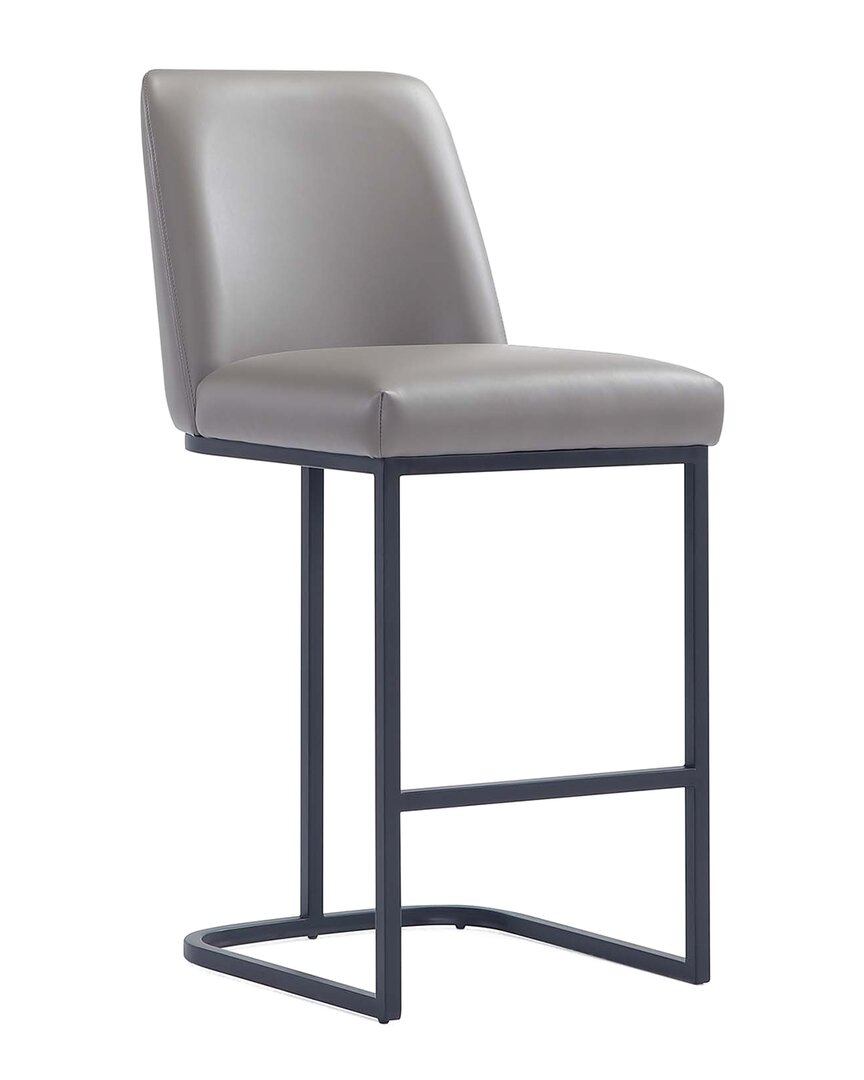 Manhattan Comfort Serena Modern Leatherette Upholstered Counter Stool In Grey