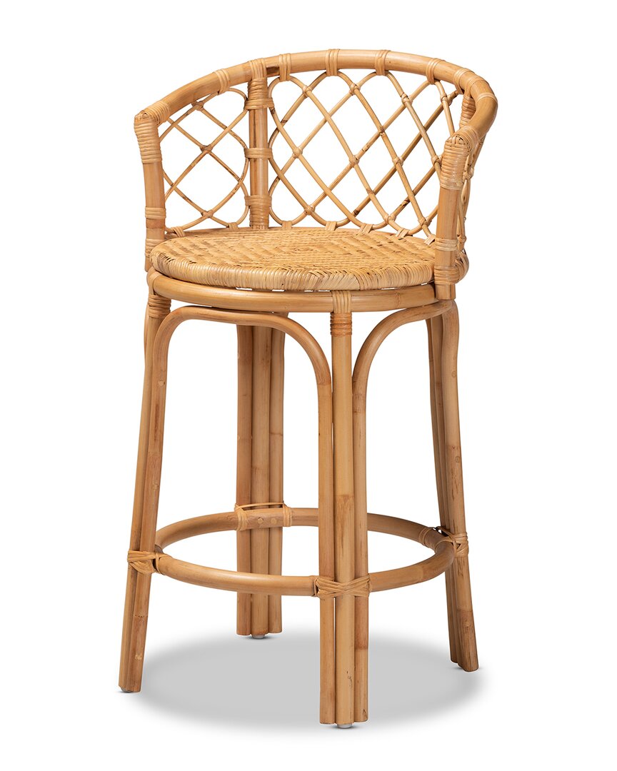 Baxton Studio Orchard Natural Rattan Counter Stool In Brown