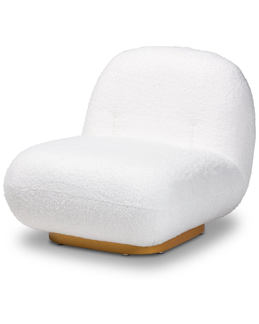Baxton Studio Paiva Boucle Upholstered Gold Finished Accent Chair In White