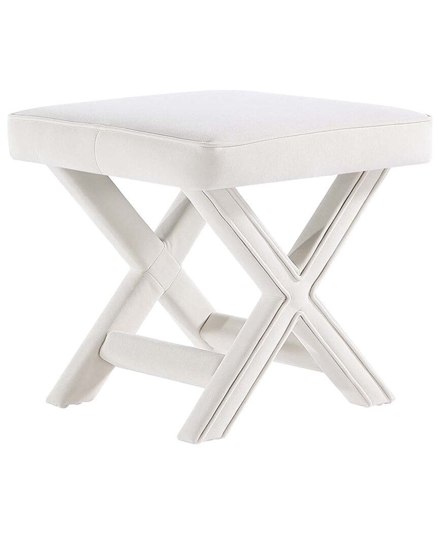 Manhattan Comfort Abigail Mid-century Modern Velvet Upholstered Bench In White
