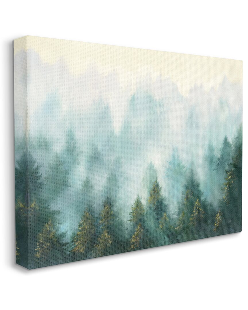 Stupell Industries Abstract Pine Forest Landscape With Mist Green Painting Stretched Canvas Wall Art By Juli
