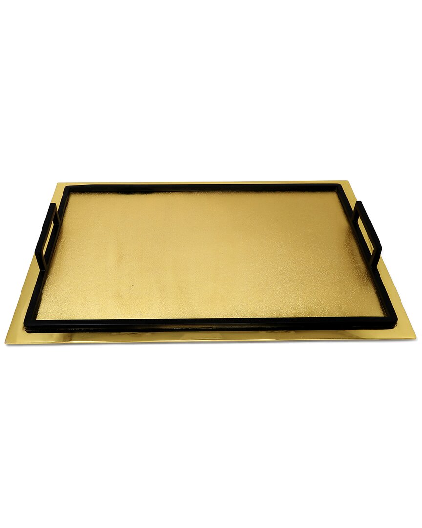 Shop Vivience Serving Tray With Handles - Medium In Gold