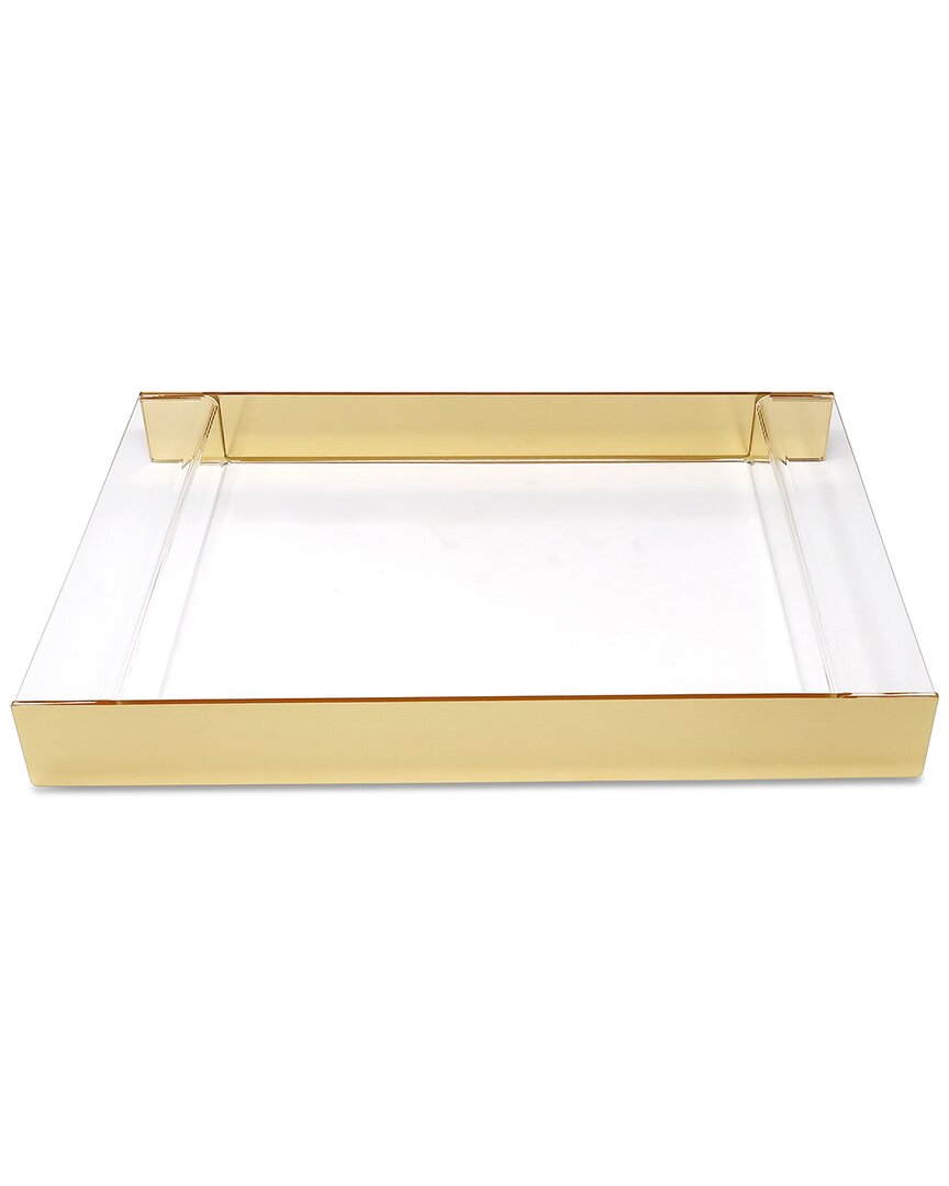 Vivience Acrylic Rectangular Tray With 2 Gold Sides
