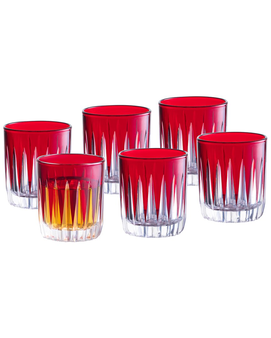 Barski Set Of 6 Colored Shot Glasses In Red