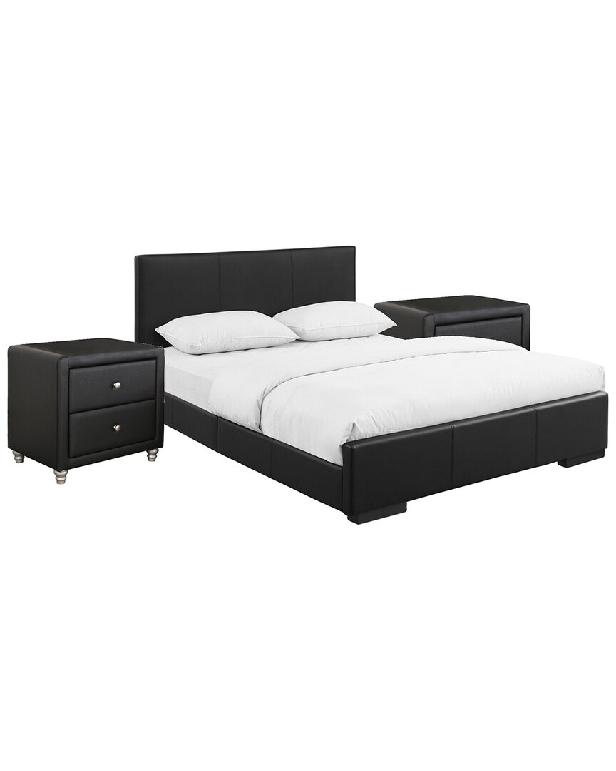 Camden Isle S Hindes Upholstered Platform Bed With Two Nightstands In Black
