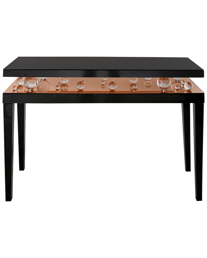 Camden Isle Gelenau 51.2 In. Rose Gold Rectangle Glass Console Table