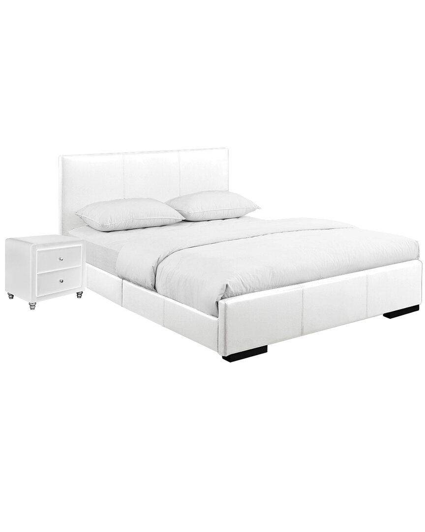 Camden Isle S Hindes Upholstered Platform Bed With Nightstand In White