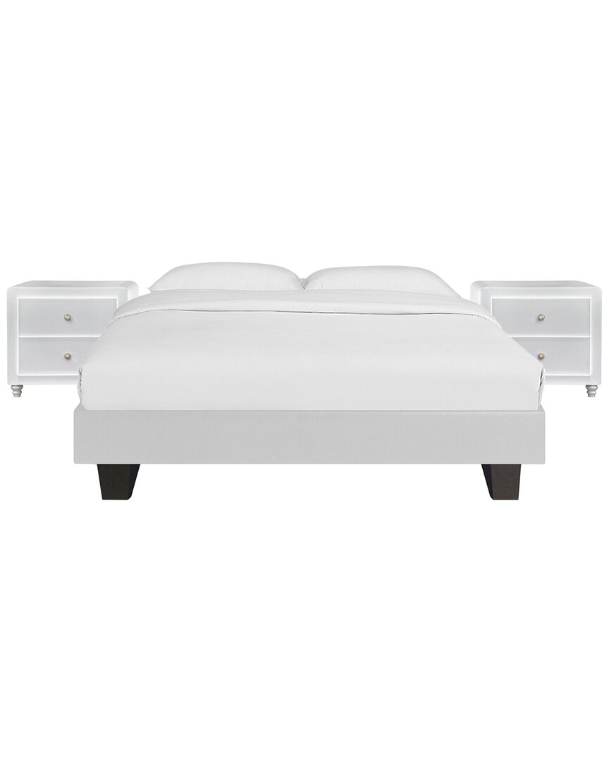 Camden Isle S Acton Platform Bed With Two Nightstands In White