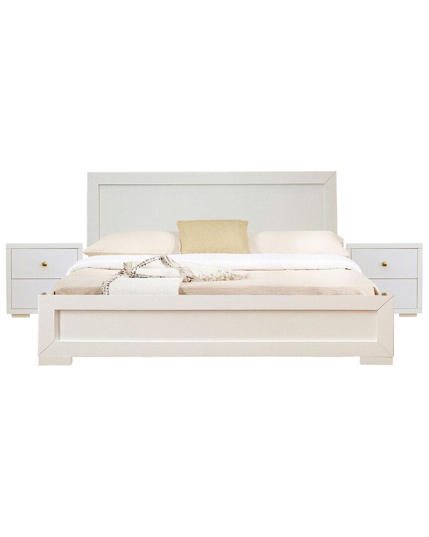 Camden Isle S Trent Wooden Platform Bed With Two Nightstands In White
