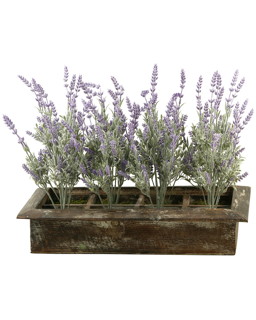 D&w Silks Lavender In Rectangle Wood Planter Box