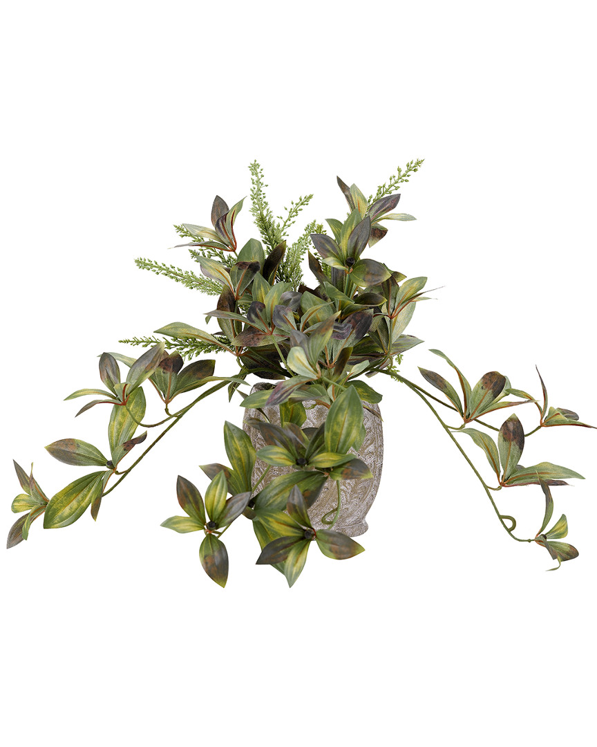 D&w Silks Peony Foliage With Heather Fern In Ceramic Planter