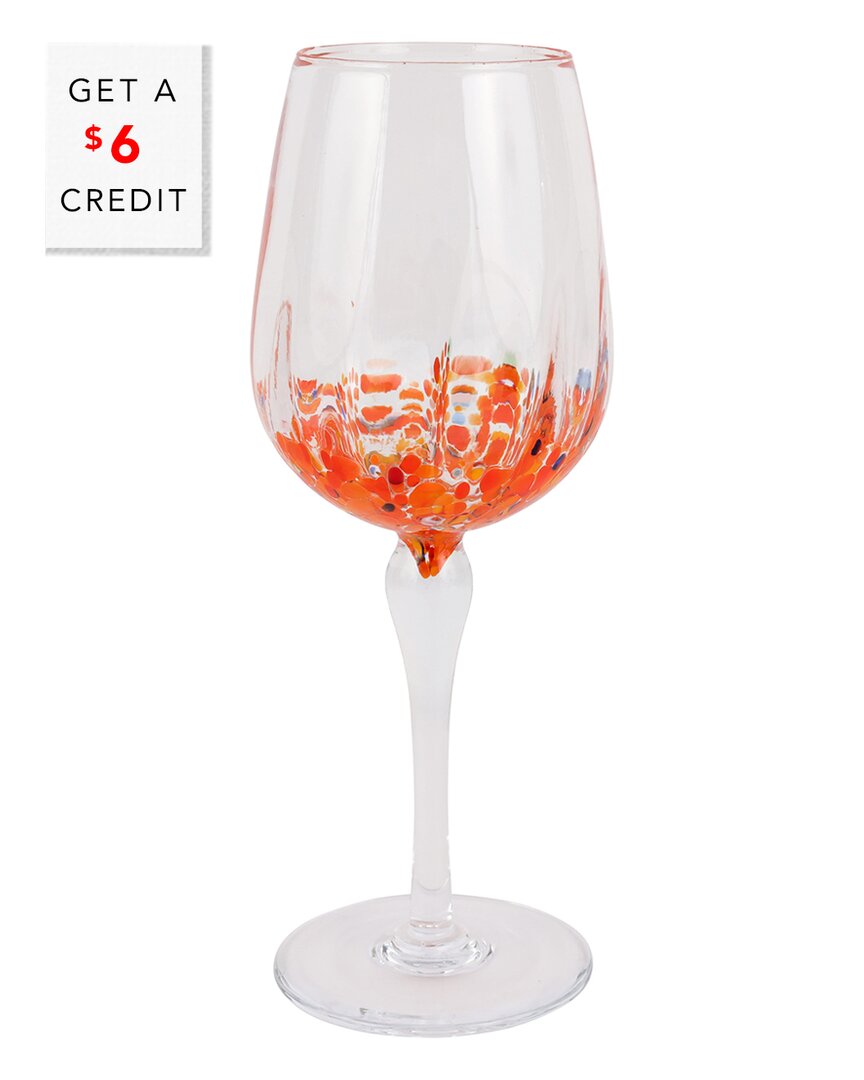 Vietri Chiara Orange Wine Glass With $6 Credit