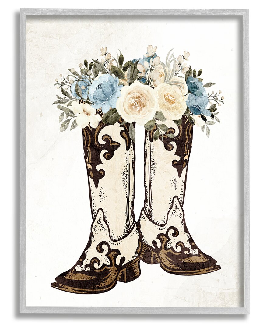 Stupell Cowboy Boot Mixed Flower Bouquet Framed Giclee Wall Art By Kim Allen