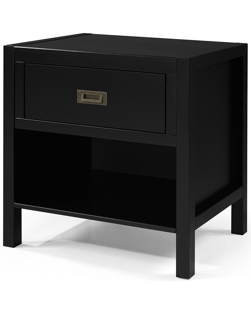 Hewson Lydia 1-drawer Classic Solid Wood Nightstand In Black
