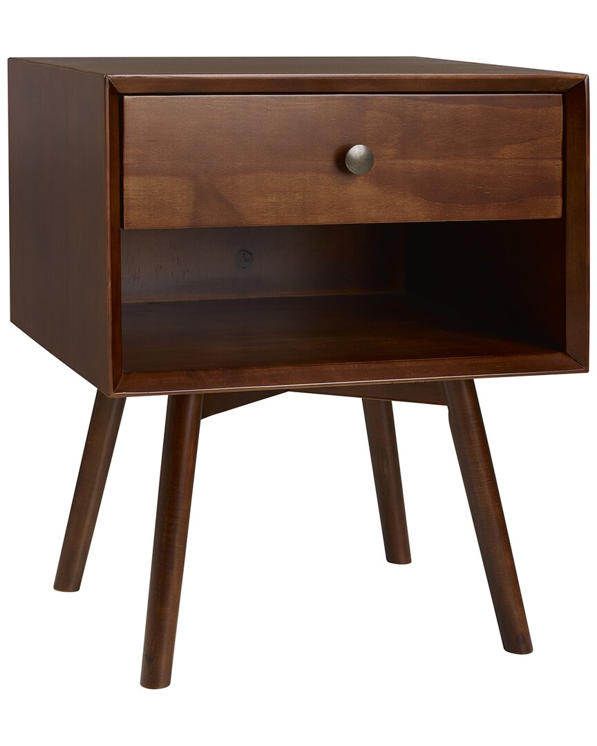 Hewson Mid Century 1-drawer Solid Wood Nightstand In Brown