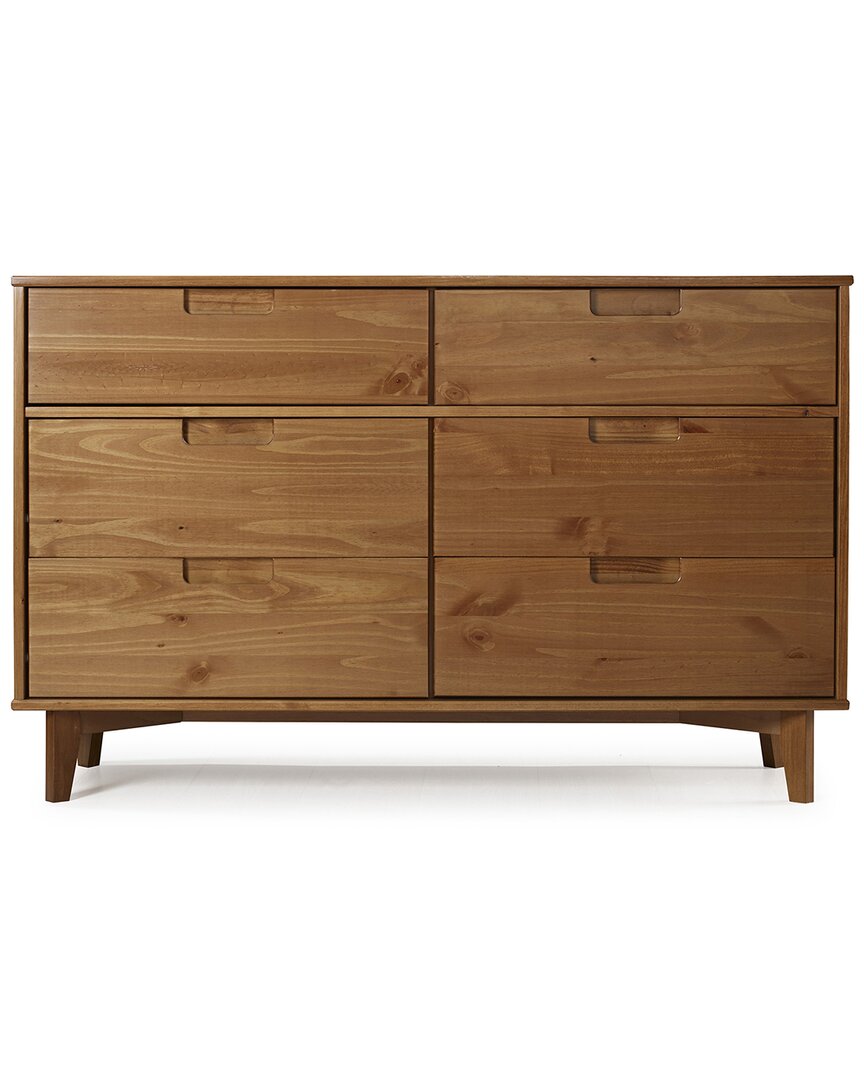 Hewson Sloane 6-drawer Groove Handle Wood Dresser In Caramel