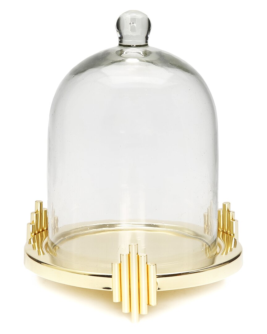 Alice Pazkus Glass Dome Candle Holder In Gold