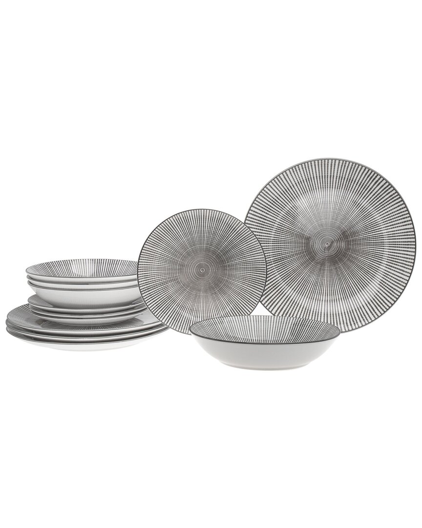 Godinger Laura Grey Porcelain 12pc Dinnerware Set In Grey