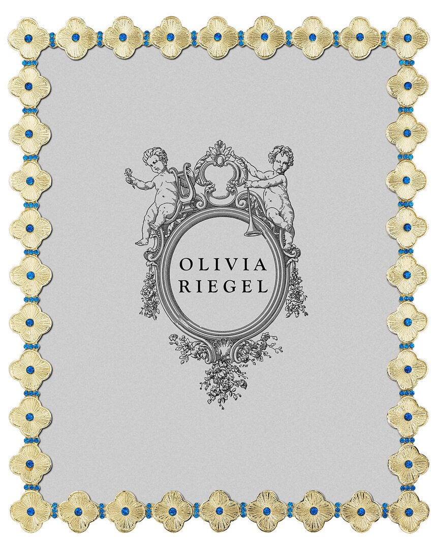 Olivia Riegel Clover 8x10 Photo Frame With Capri Blue Stones In Gold